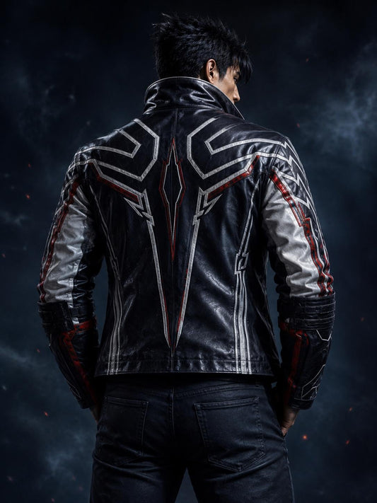 Black fighting-game-inspired leather jacket by Premium Skin