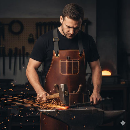 Heavy-duty leather work apron by Premium Skin