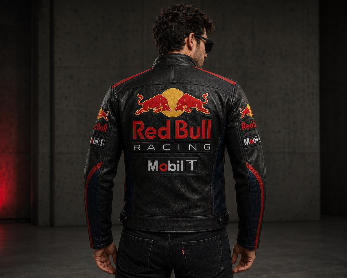 Black motorsport racing leather jacket by Premium Skin