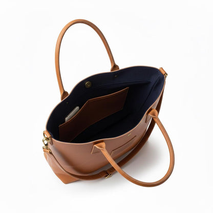 Brown full-grain leather tote bag by Premium Skin