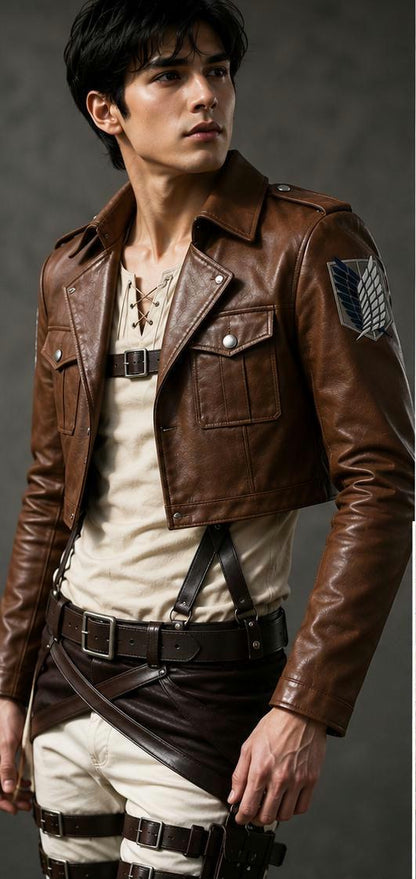 Brown anime-inspired military jacket by Premium Skin