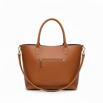 Brown full-grain leather tote bag by Premium Skin