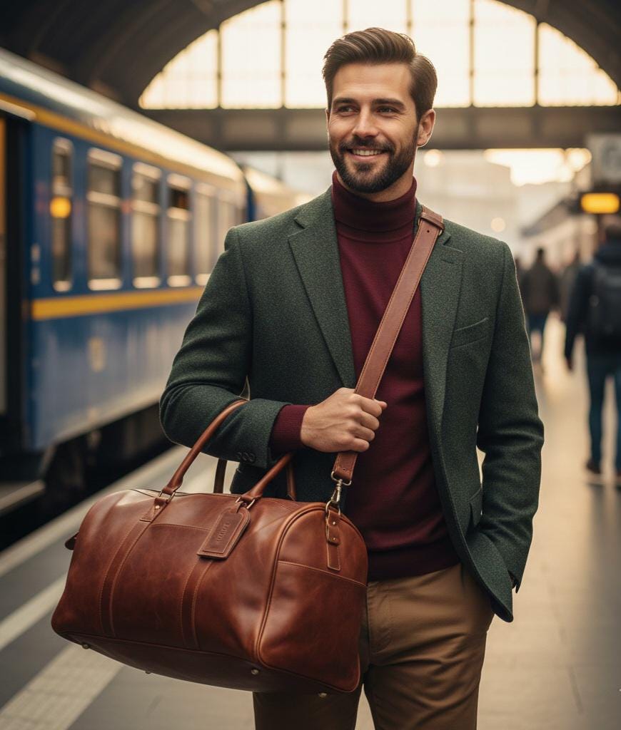 Personalized leather weekender duffel bag by Premium Skin