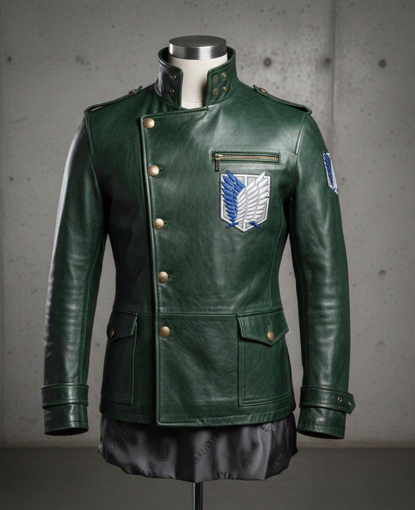 Hunter green lambskin military-style coat by Premium Skin