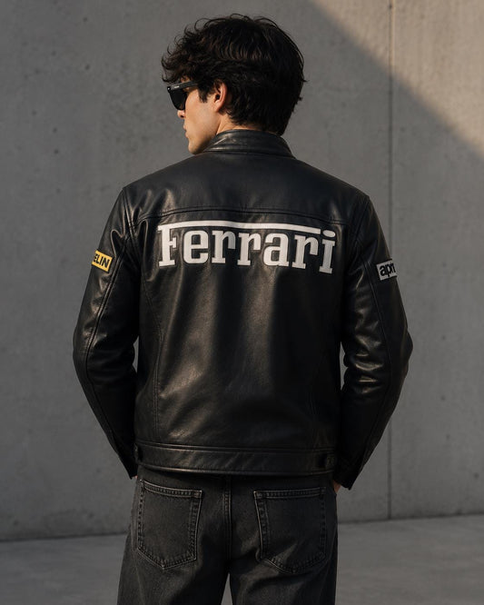 Red and black vintage racing jacket alternate angle