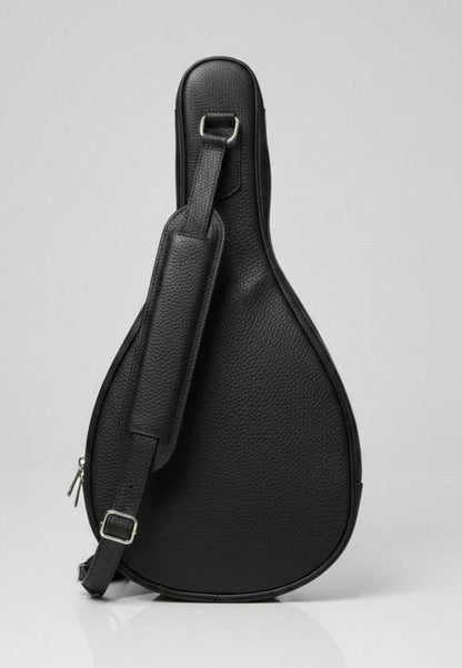 Black pebbled leather tennis backpack by Premium Skin