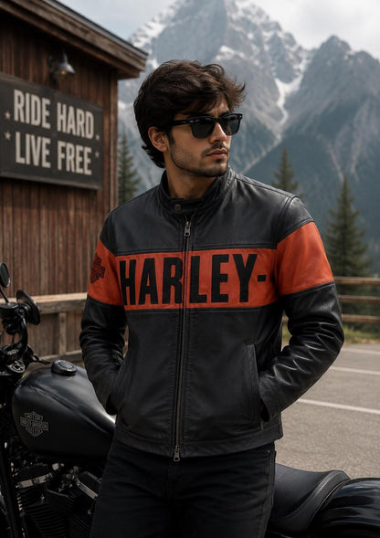 Vintage black leather biker jacket by Premium Skin