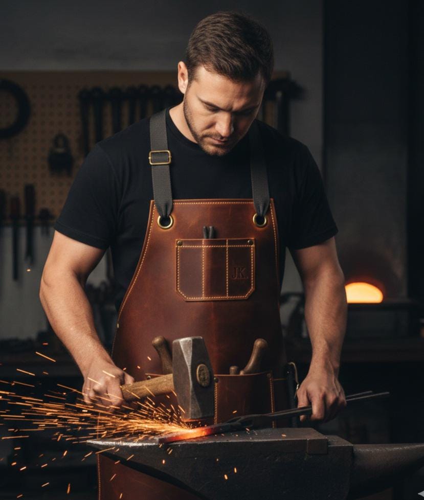 Heavy-duty leather work apron by Premium Skin