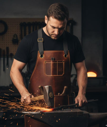 Heavy-duty leather work apron by Premium Skin
