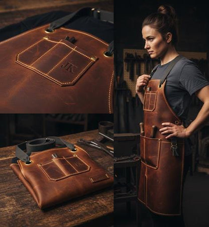 Heavy-duty leather work apron by Premium Skin
