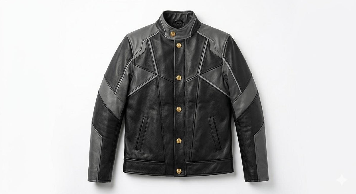 Geometric panel leather jacket by Premium Skin