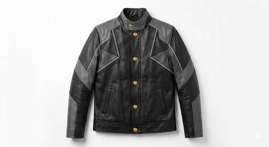 Geometric panel leather jacket by Premium Skin