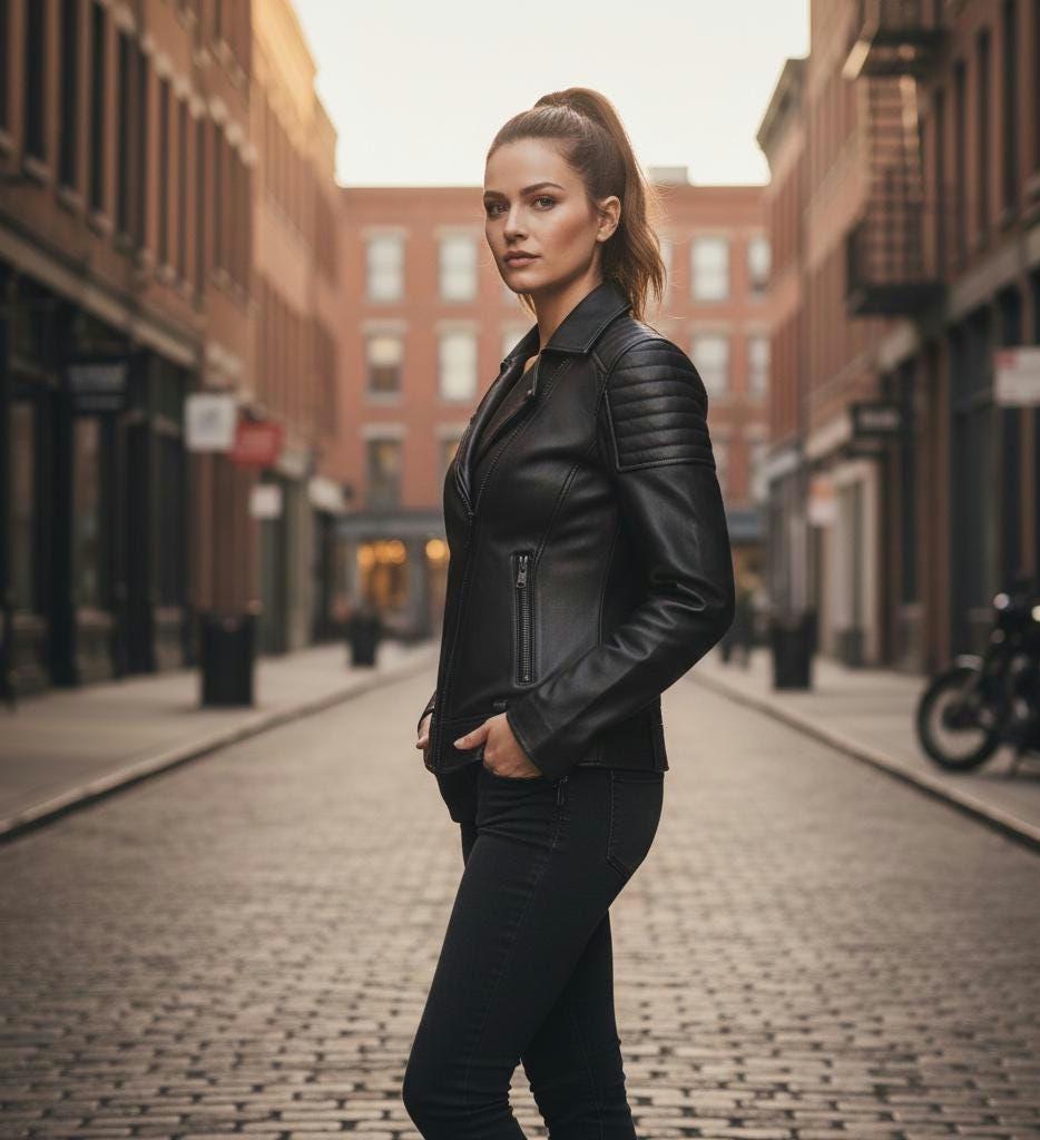 Quilted black asymmetrical biker jacket by Premium Skin