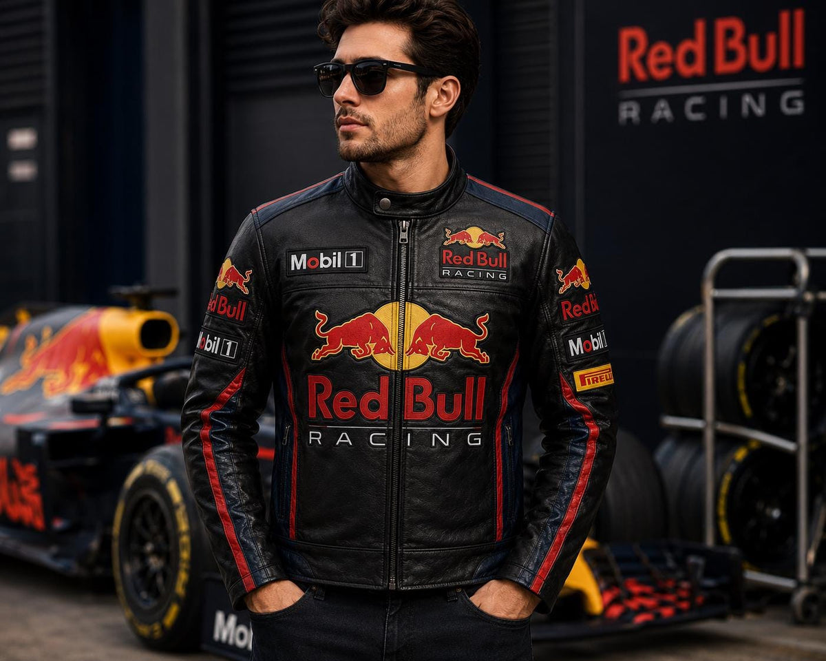 Black motorsport racing leather jacket by Premium Skin