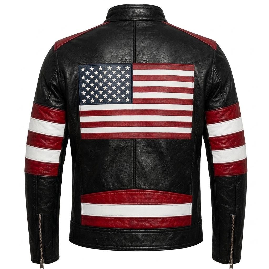 American flag leather biker jacket by Premium Skin