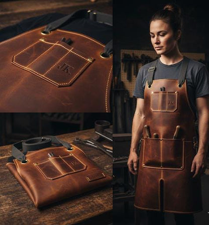 Heavy-duty leather work apron by Premium Skin
