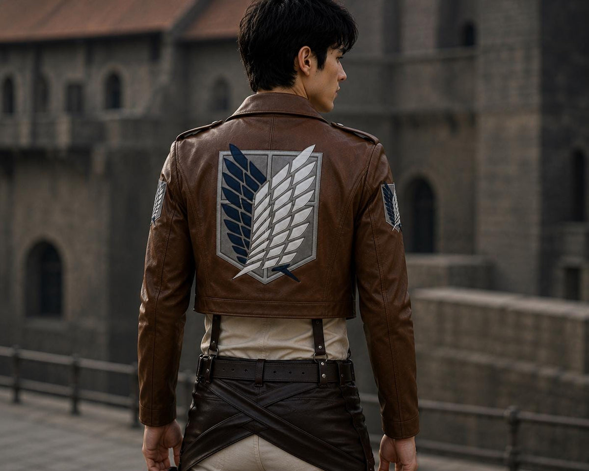 Brown anime-inspired military jacket by Premium Skin