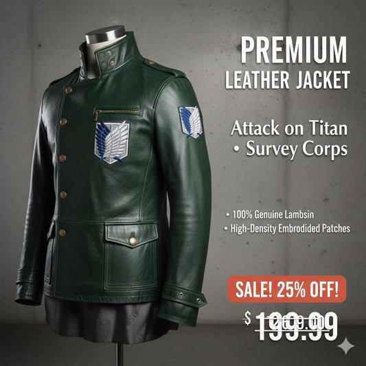 Hunter green lambskin military-style coat by Premium Skin
