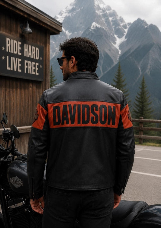 Vintage black leather biker jacket by Premium Skin