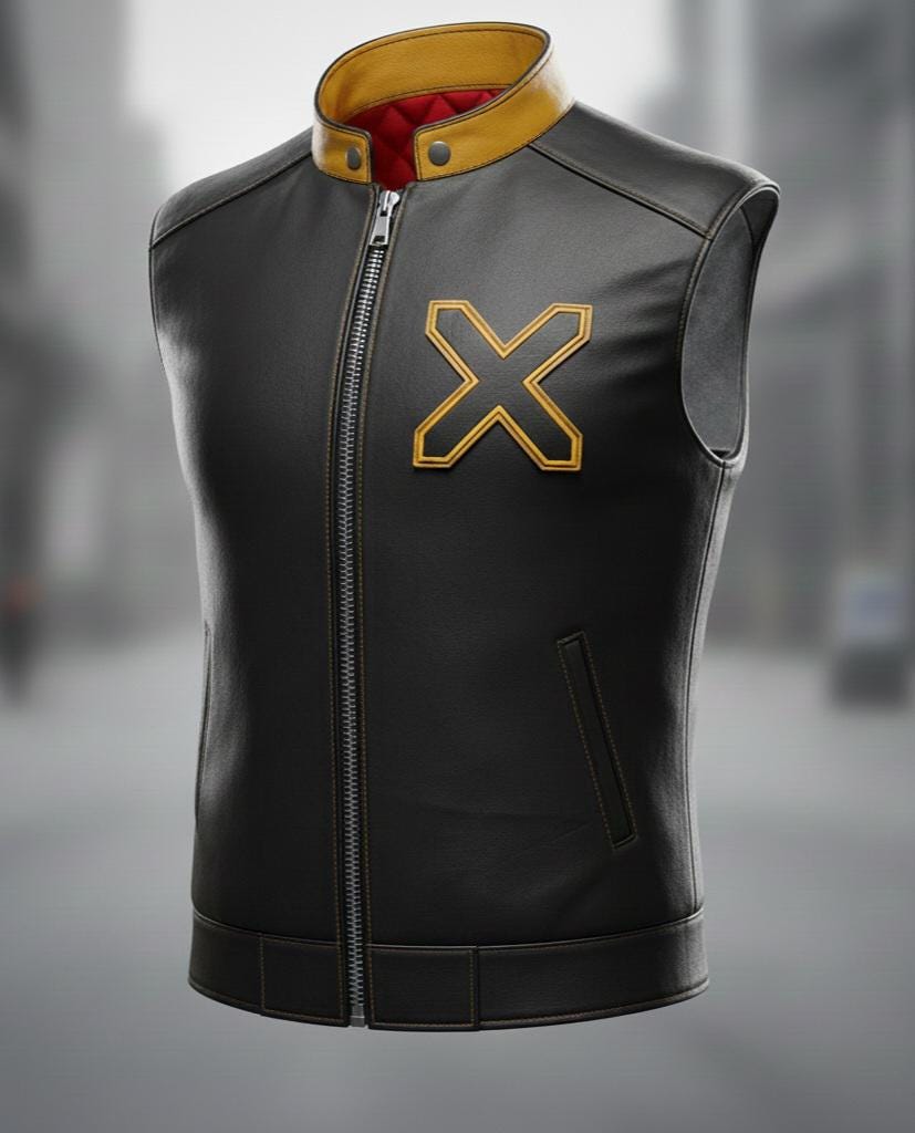 Yellow and black costume vest design detail