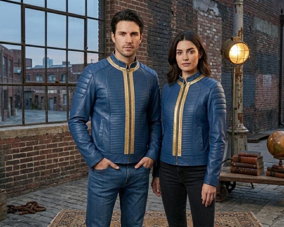 Blue vault-inspired gamer jacket by Premium Skin