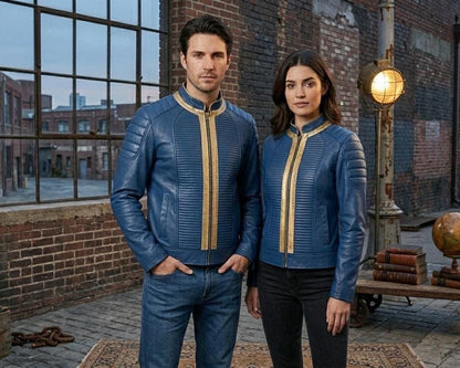 Blue vault-inspired gamer jacket by Premium Skin