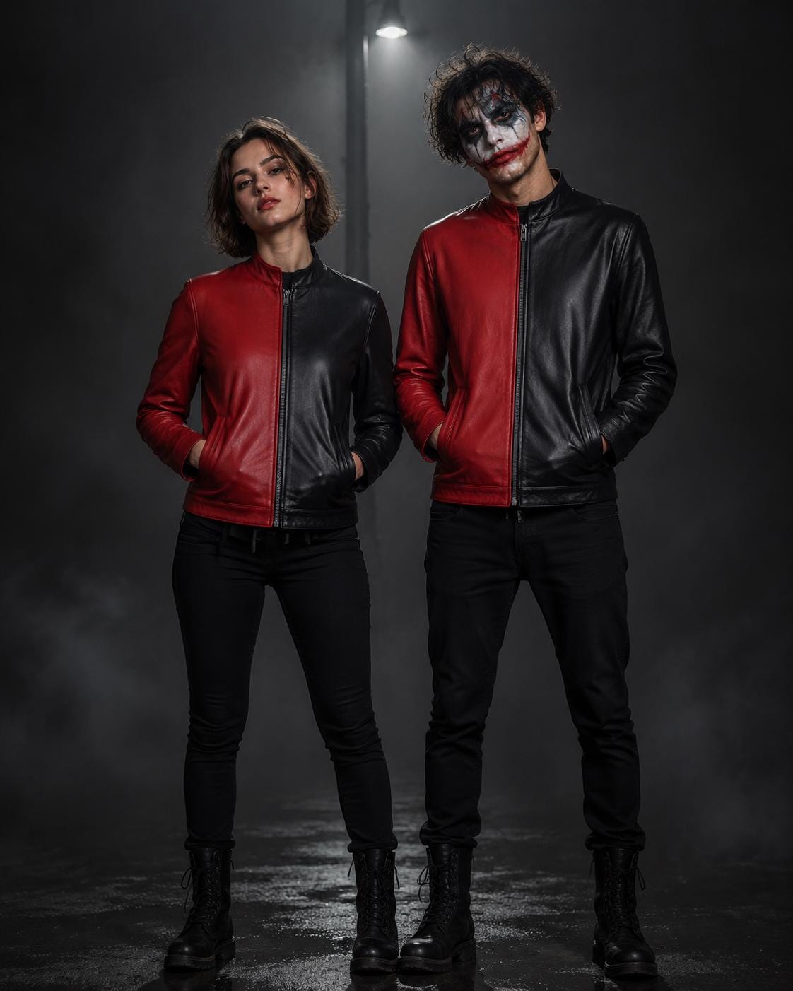 Red and black two-tone leather jacket by Premium Skin