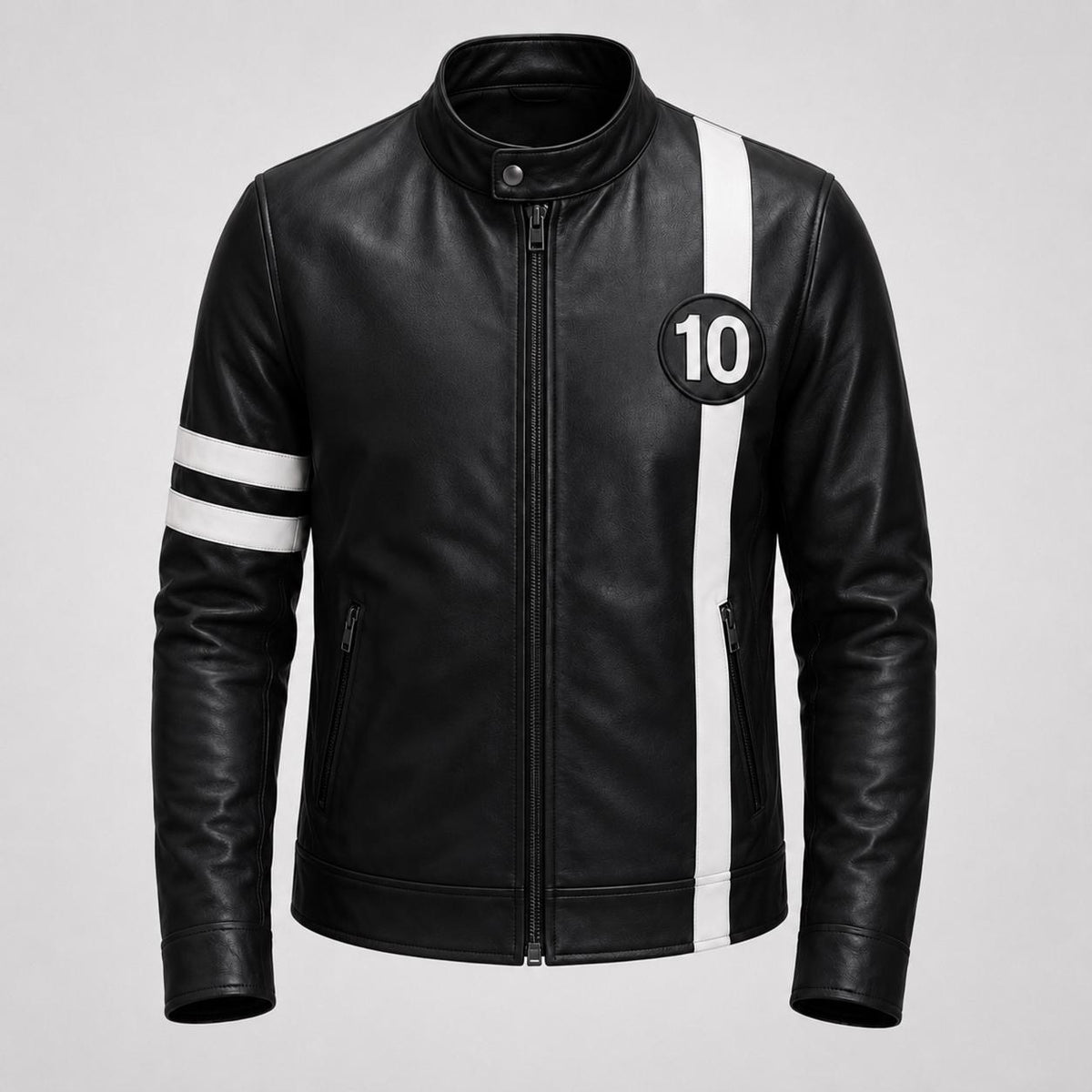 Black anime-inspired leather jacket by Premium Skin