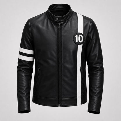 Black anime-inspired leather jacket by Premium Skin