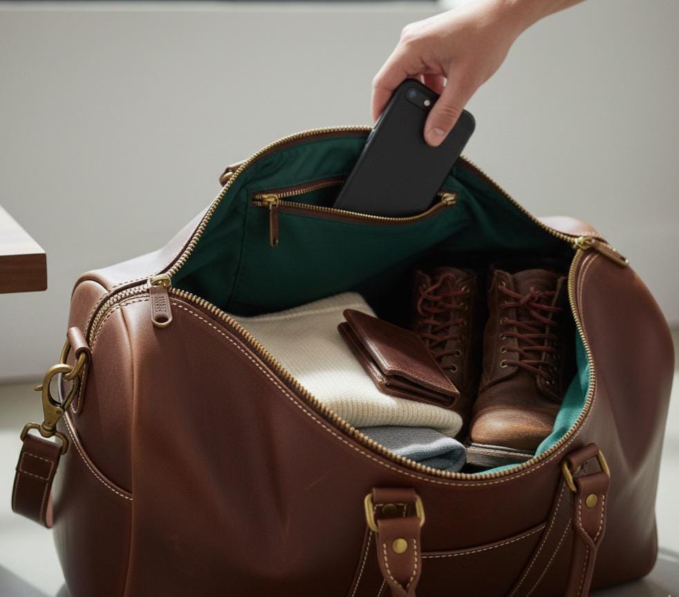 Personalized leather weekender duffel bag by Premium Skin