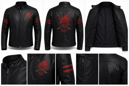 Samurai-inspired black leather jacket by Premium Skin