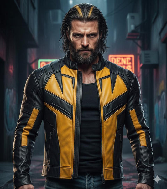 Yellow and black hero-inspired leather jacket by Premium Skin