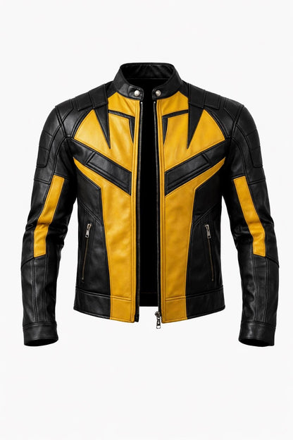 Yellow and black hero-inspired leather jacket by Premium Skin