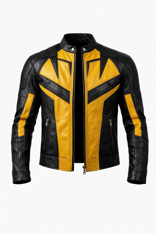Yellow and black hero-inspired leather jacket by Premium Skin