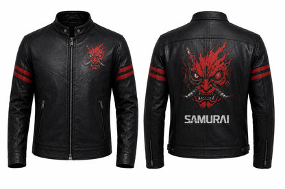 Samurai-inspired black leather jacket by Premium Skin