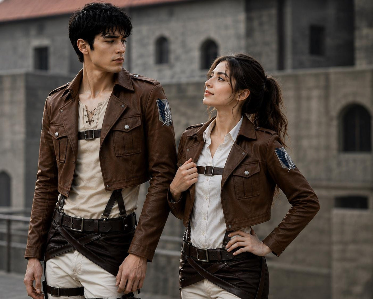 Brown anime-inspired military jacket by Premium Skin