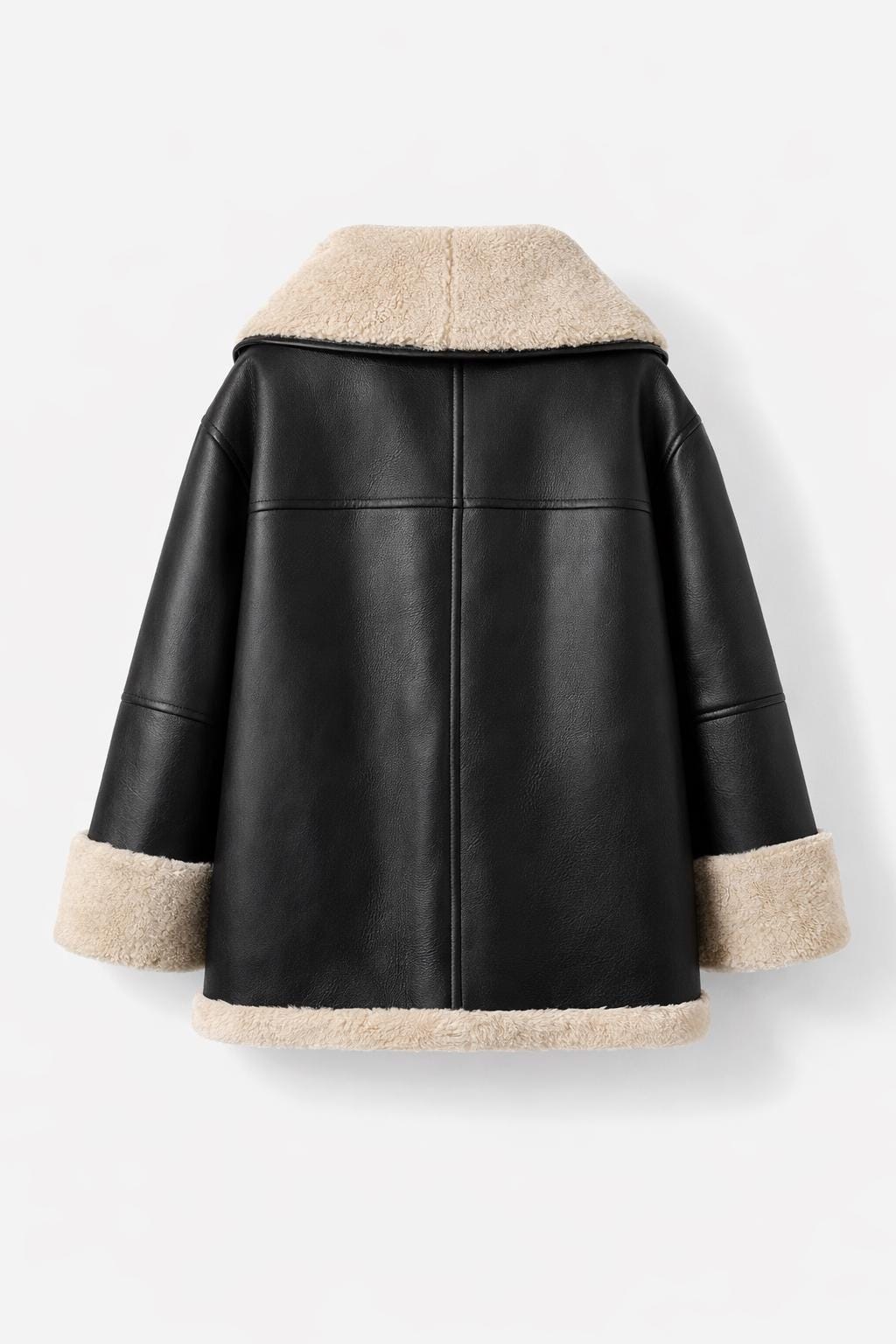 Black shearling-style aviator jacket by Premium Skin