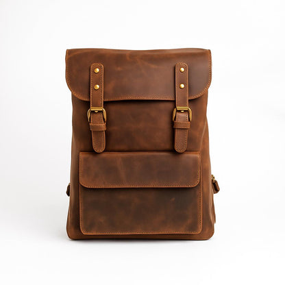 Brown leather backpack alternate angle