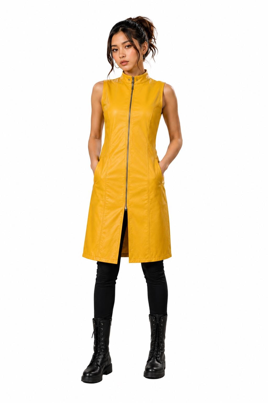 Yellow anime-inspired sleeveless vest by Premium Skin