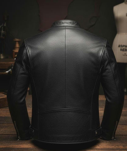 Men's black cafe racer jacket by Premium Skin