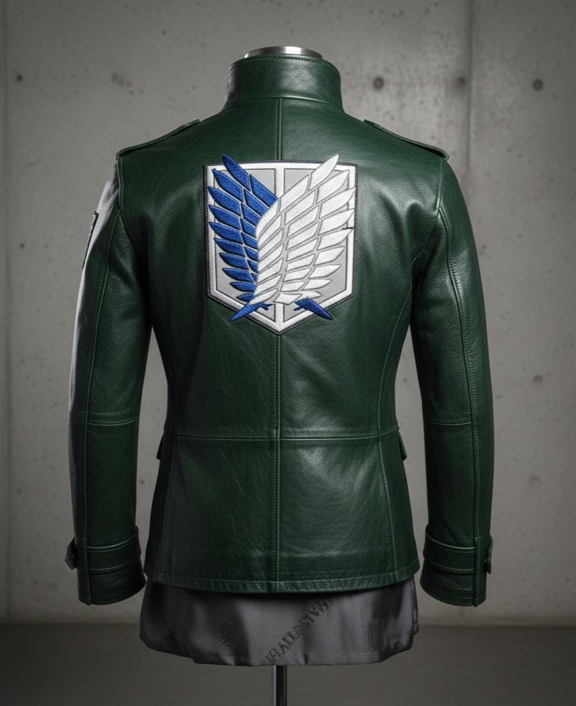 Hunter green lambskin military-style coat by Premium Skin