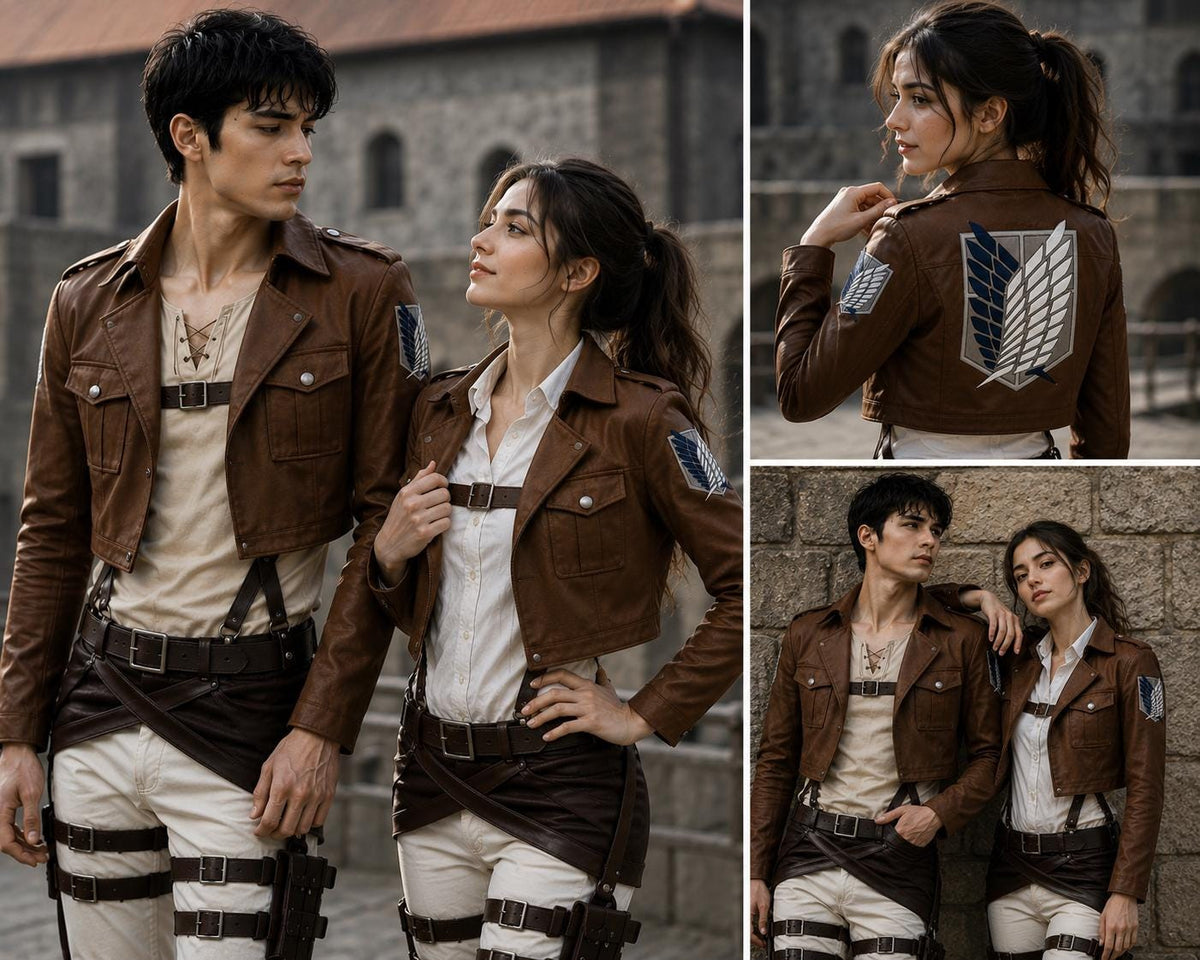 Brown anime-inspired military jacket by Premium Skin