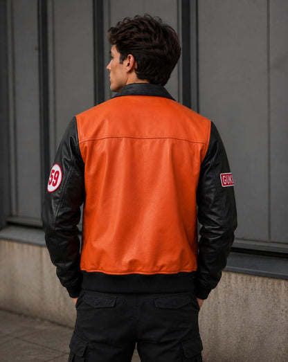 Orange and black racing jacket by Premium Skin