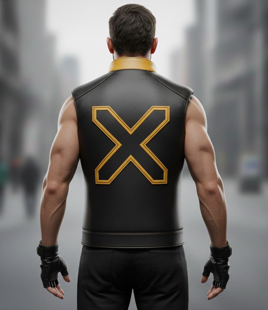 Yellow and black cosplay vest close-up detail