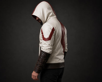 Hooded sheepskin leather jacket alternate angle