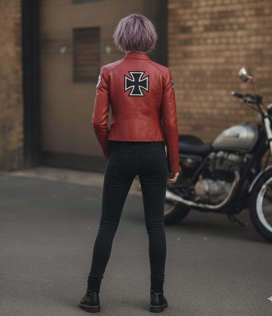 Red cropped anime-inspired bomber jacket by Premium Skin