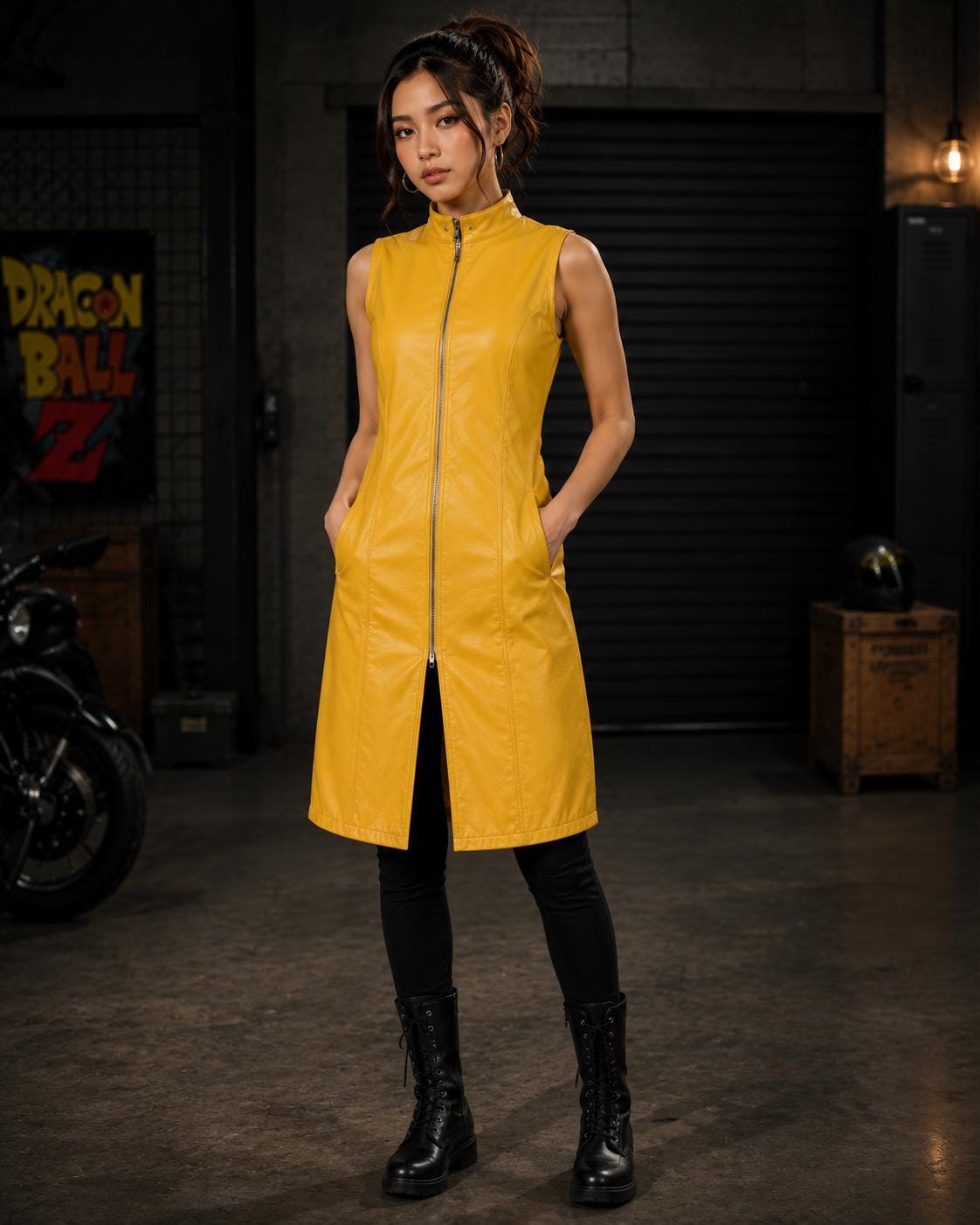 Yellow anime-inspired sleeveless vest by Premium Skin