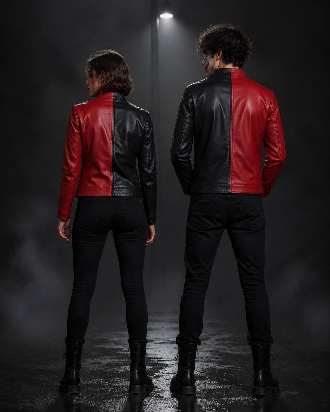 Red and black two-tone leather jacket by Premium Skin
