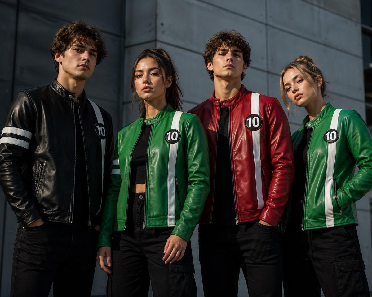Black anime-inspired leather jacket by Premium Skin