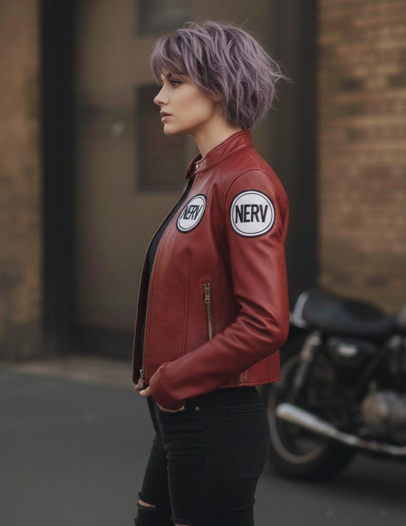 Red cropped anime-inspired bomber jacket by Premium Skin